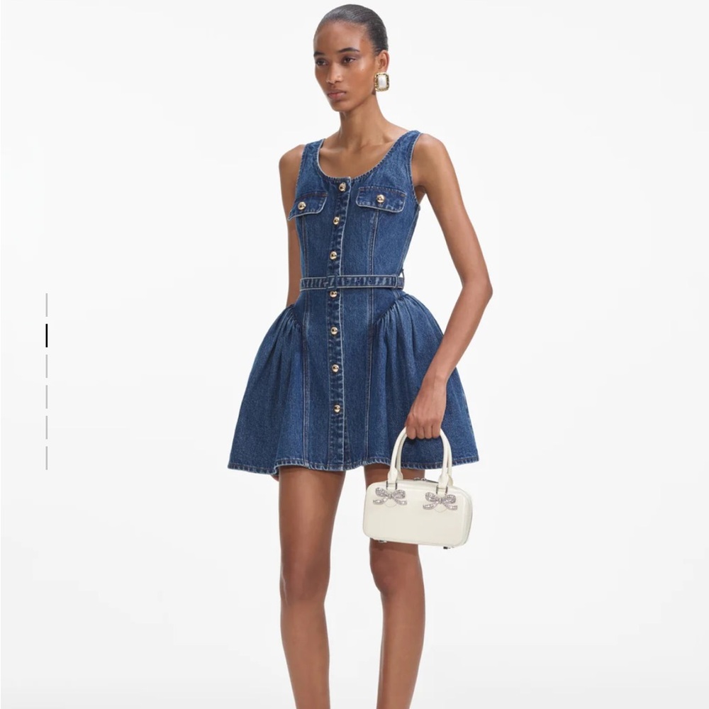 Self Portrait Denim Flared Mini Dress NWT never worn